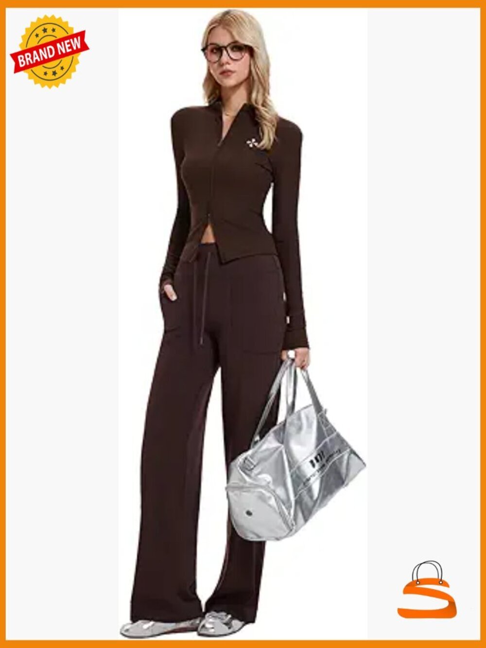Tall Women's 2 Piece Zip Jacket & Wide Leg Pants Lounge Set
